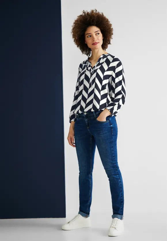 343855- Navy Printed Blouse - Street One