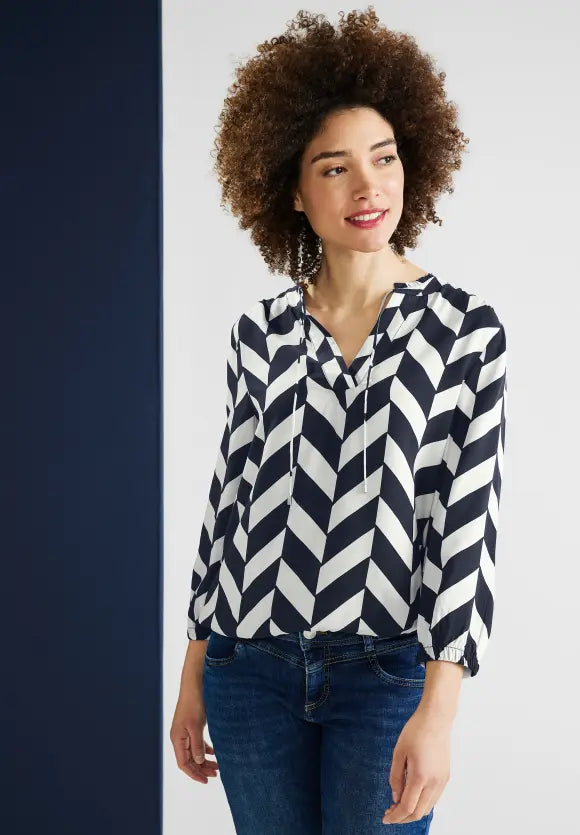 343855- Navy Printed Blouse - Street One