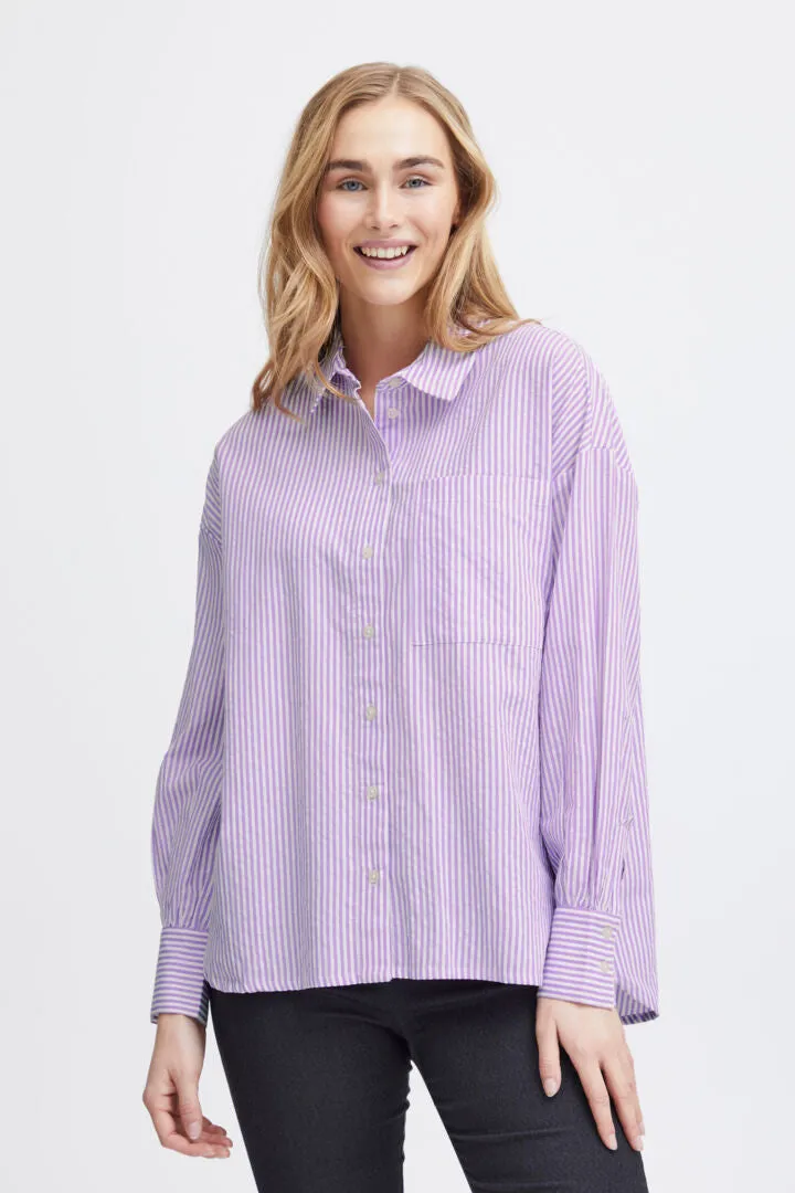 3516- Purple Pinstripe Shirt- Fransa