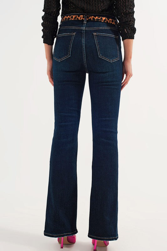 70S HIGH FLARE JEANS IN INDIGO STRETCH