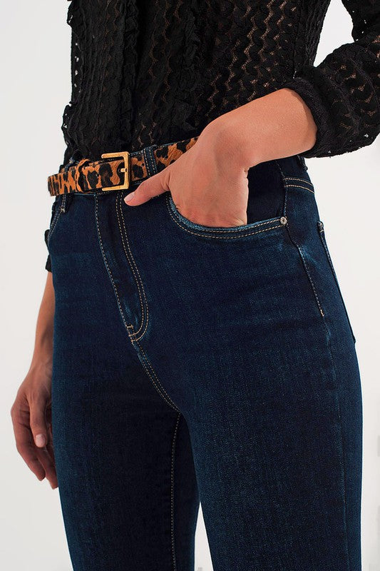 70S HIGH FLARE JEANS IN INDIGO STRETCH