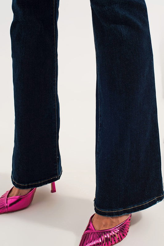 70S HIGH FLARE JEANS IN INDIGO STRETCH