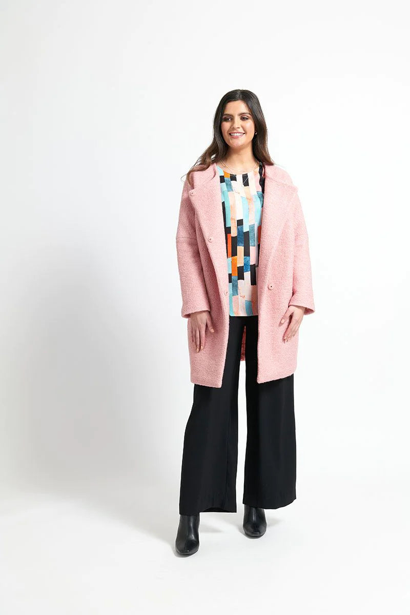 7267- Wool Blend Coat- Winter Peach- Foil