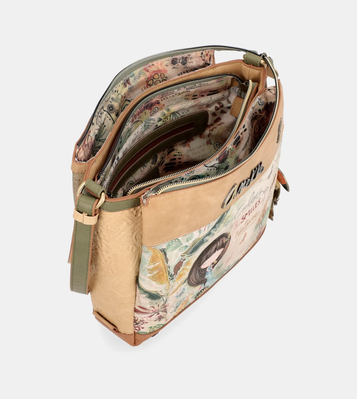 Amazonia triple compartment crossbody bag