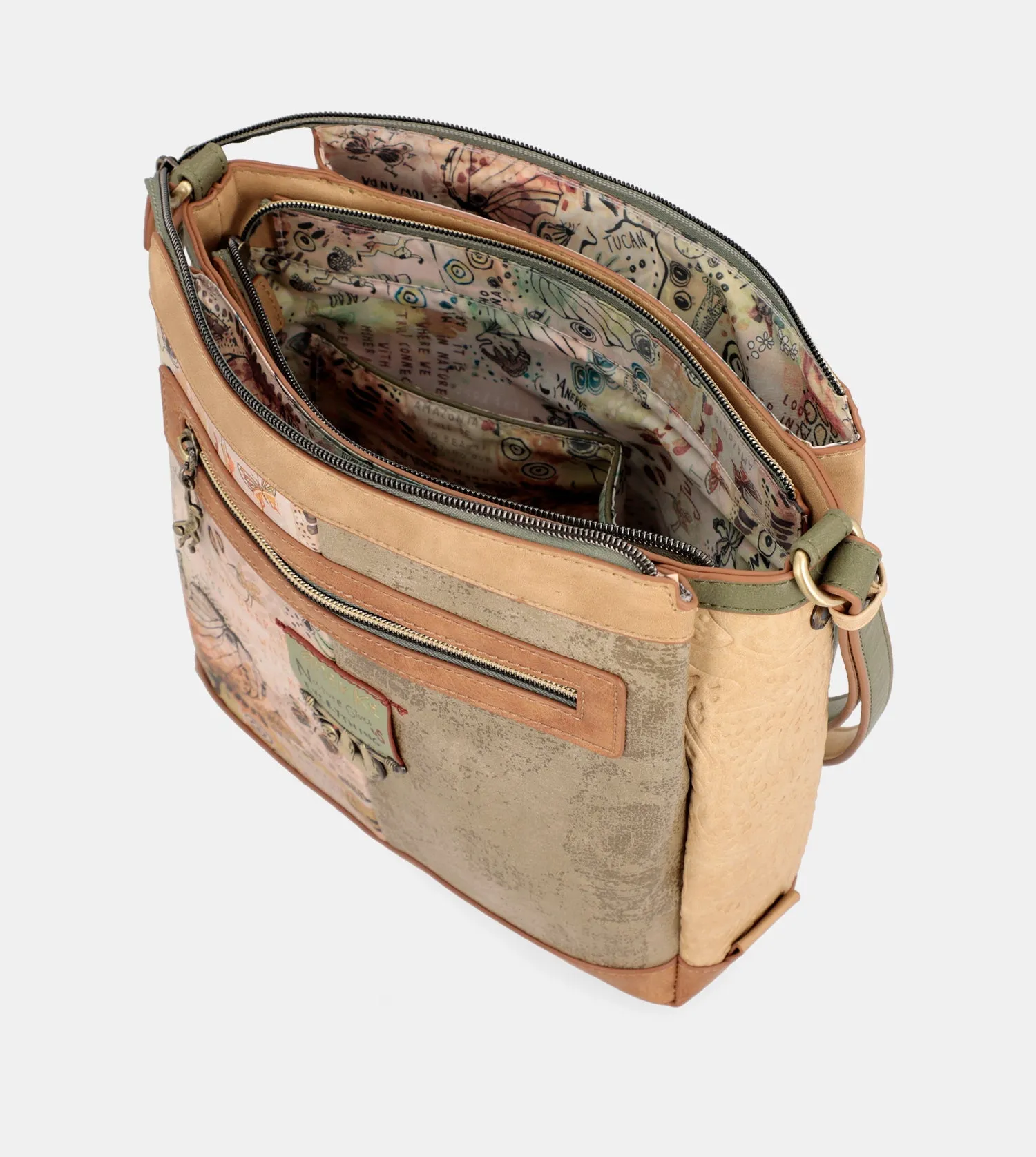 Amazonia triple compartment crossbody bag