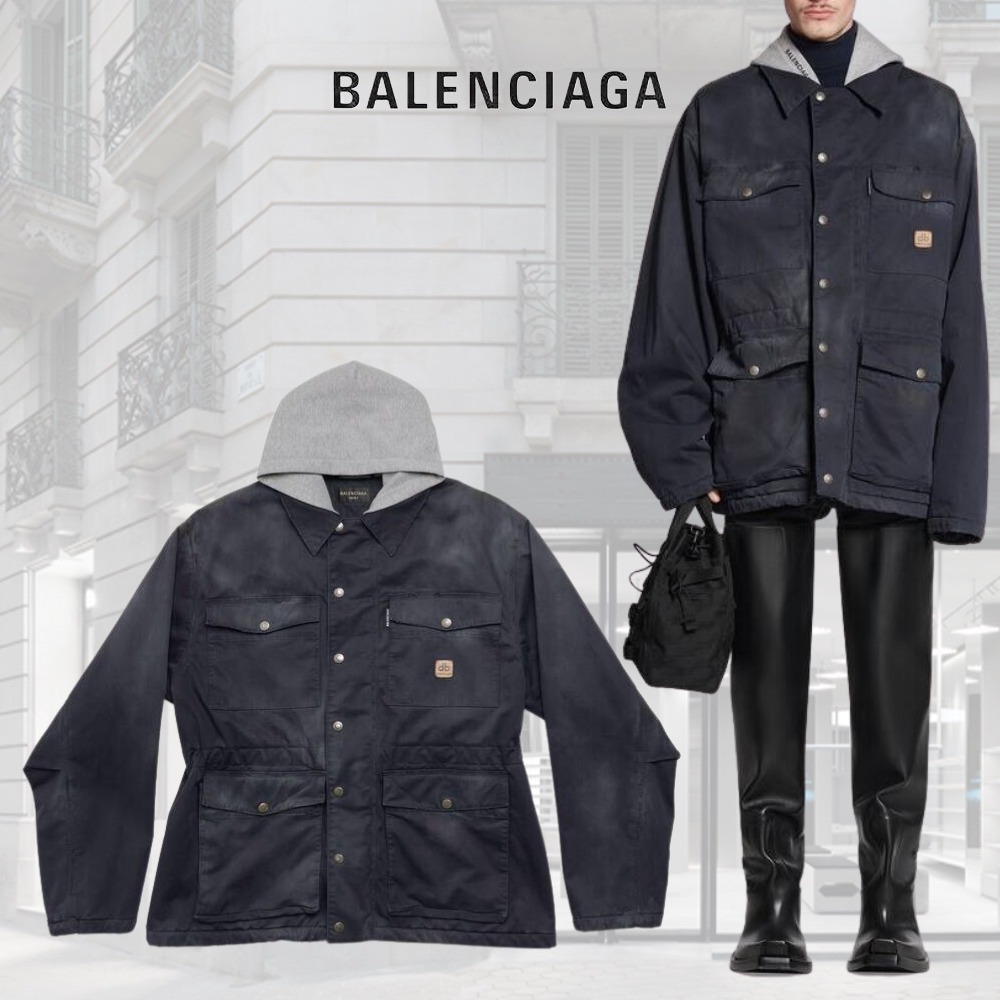 BALENCIAGA  |Double B Workwear Parka in Dark Navy