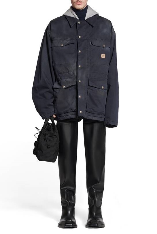 BALENCIAGA  |Double B Workwear Parka in Dark Navy