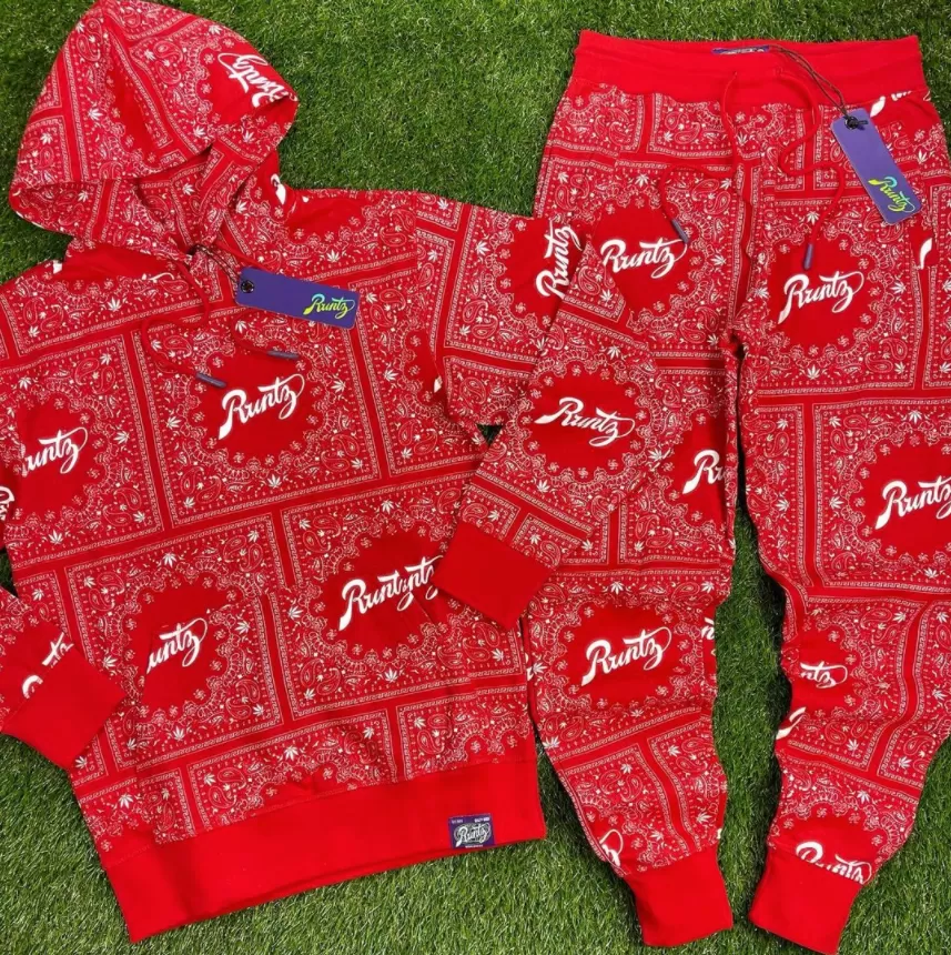 Bandana Print Hoodie Set (Red) /C4