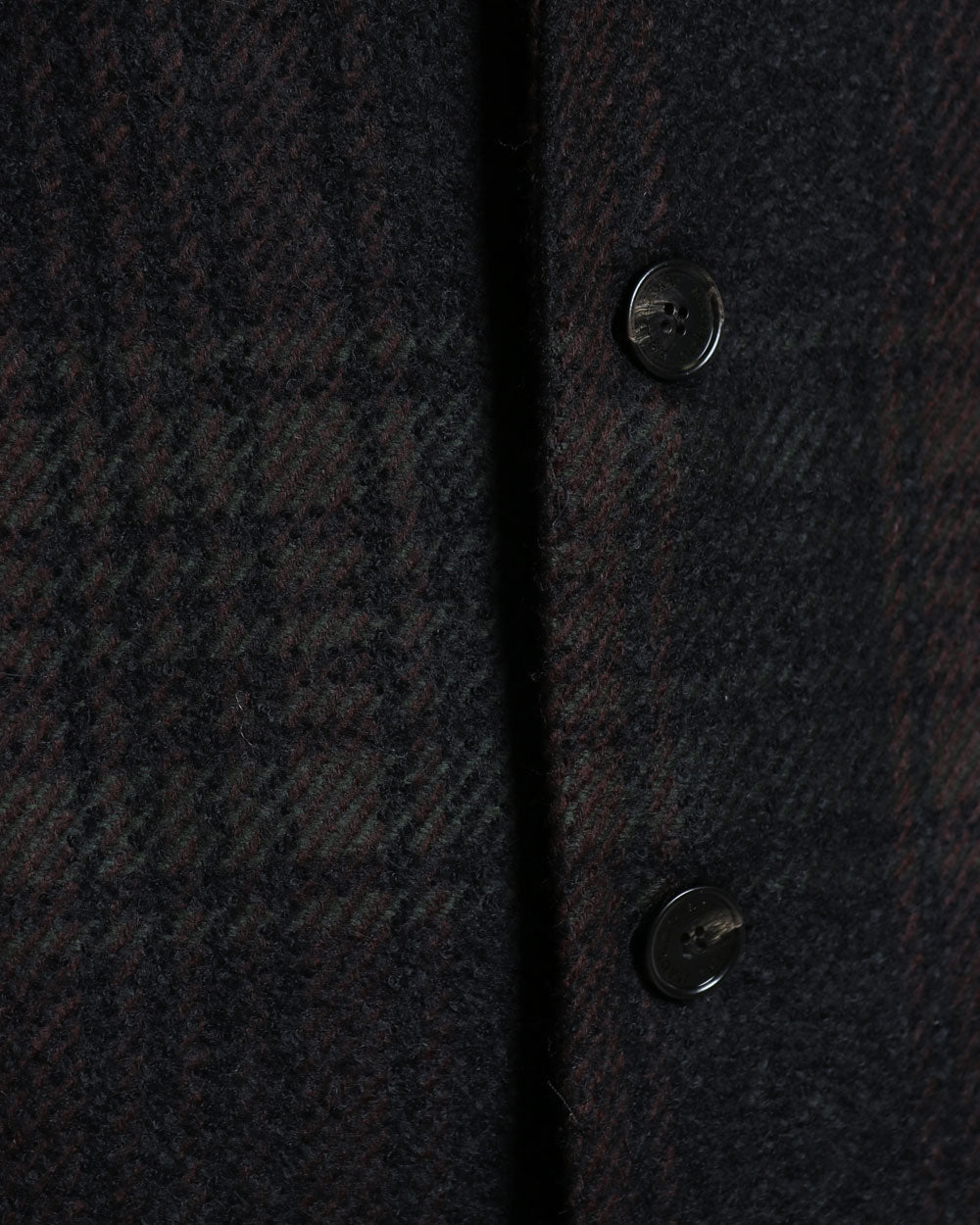 Black and Green Wool Blend Plaid Overcoat