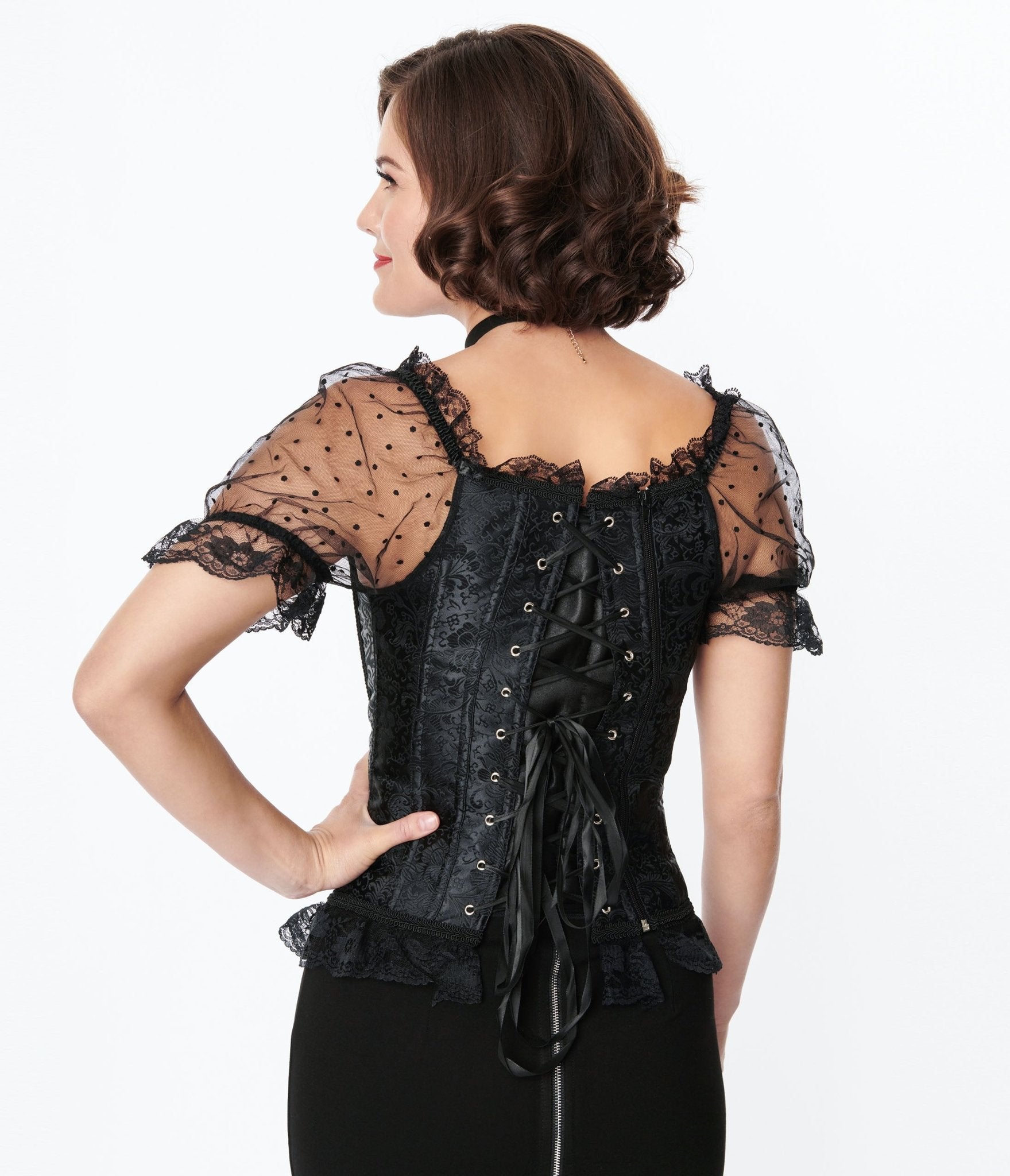 Black Paisley Embossed Renaissance Corset Top