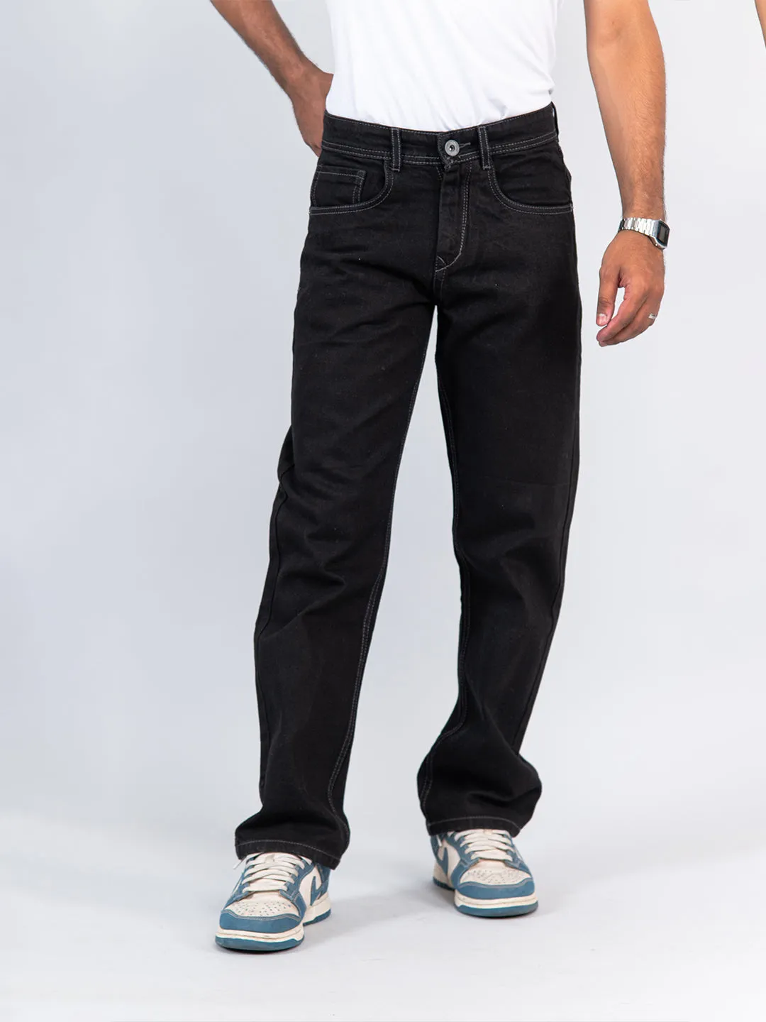 Black Straight Fit Mens Jeans