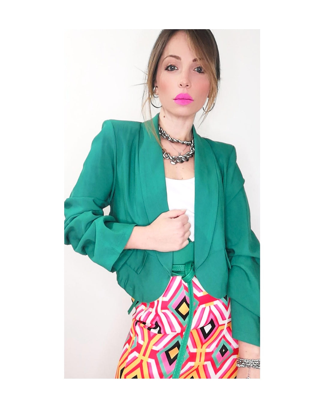 Blazer crop misto viscosa!