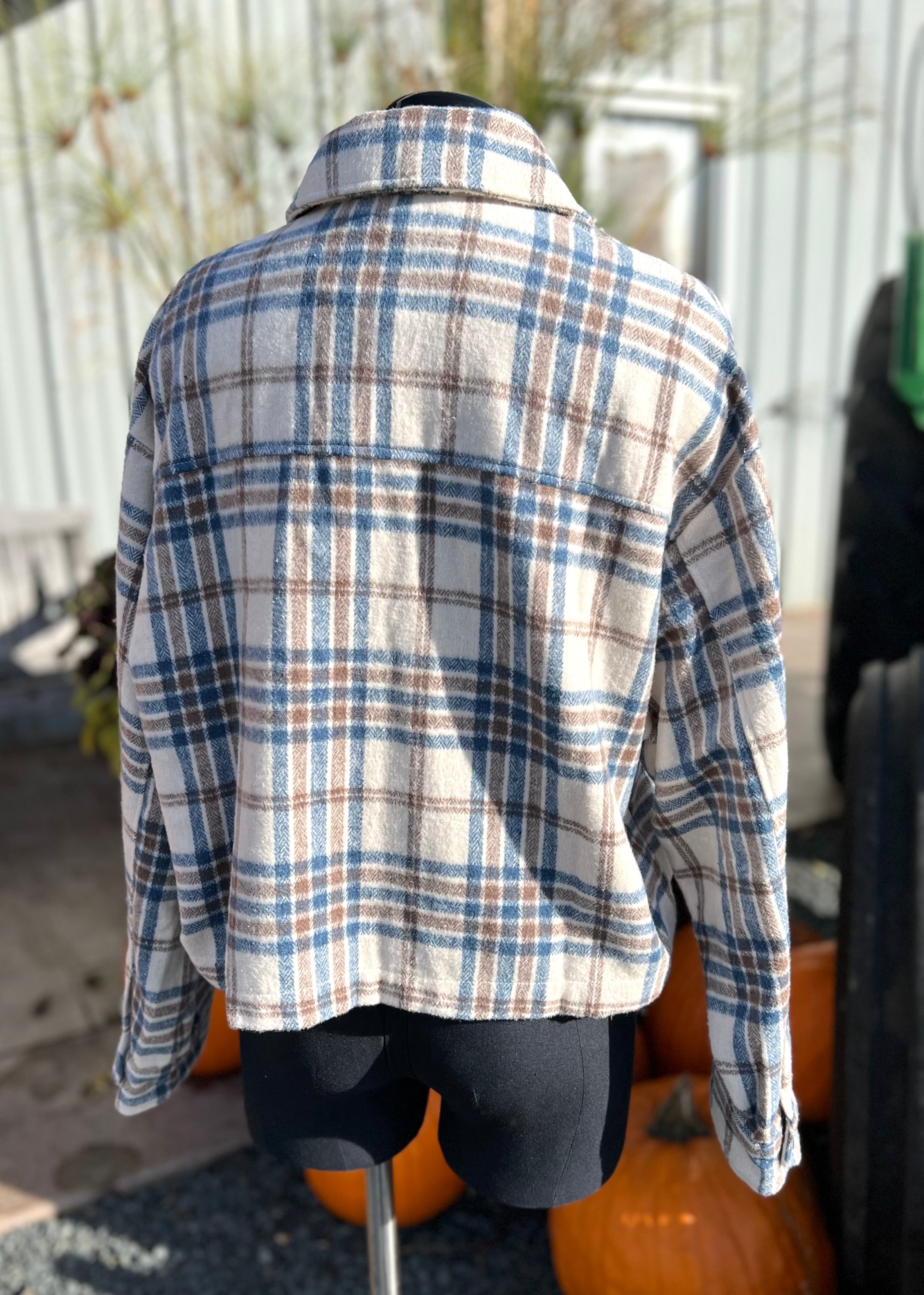 Blue Plaid Shacket Jacket