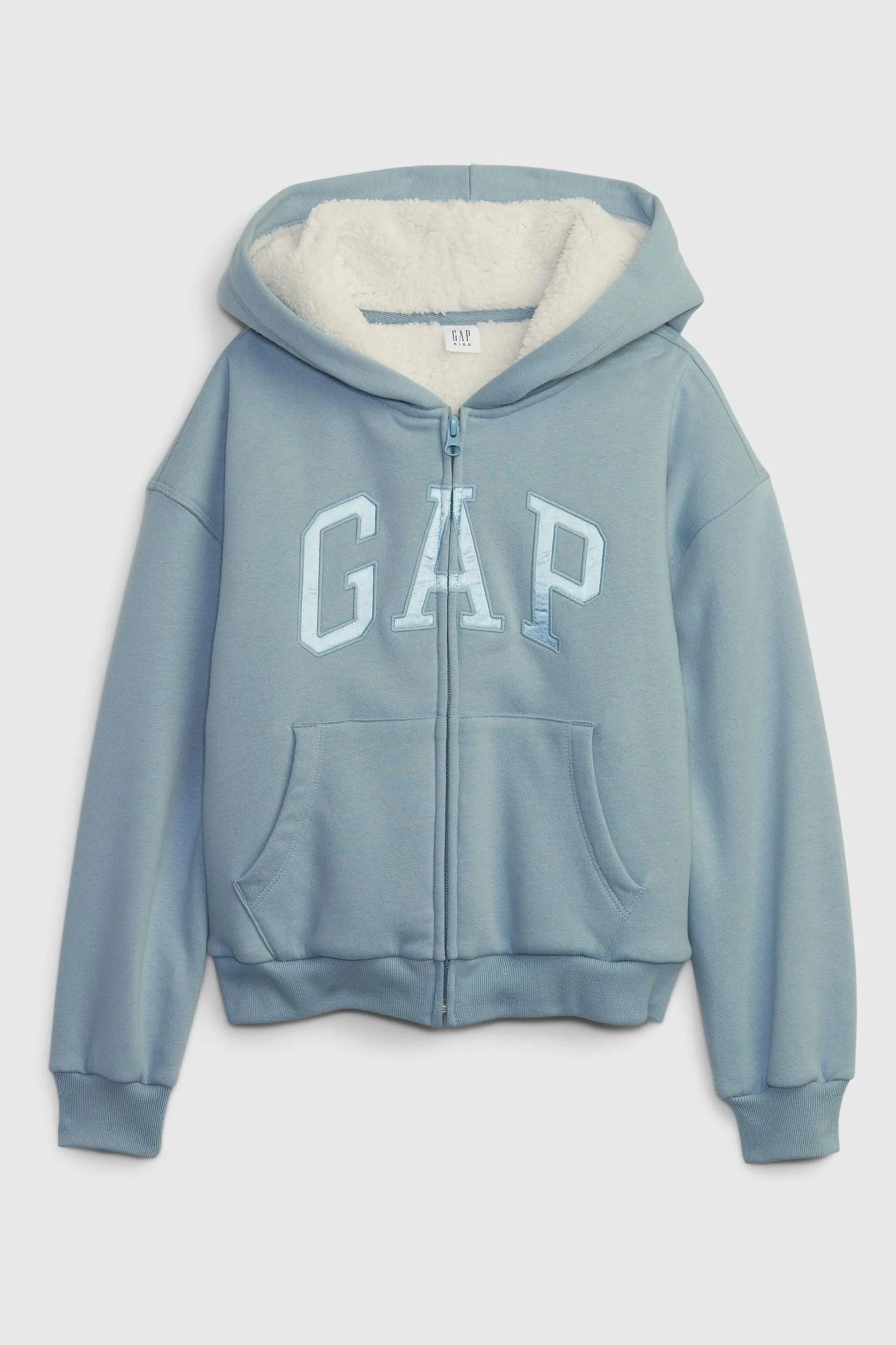 Blue Sherpa Fleece Metallic Logo Hoodie (4-13yrs)