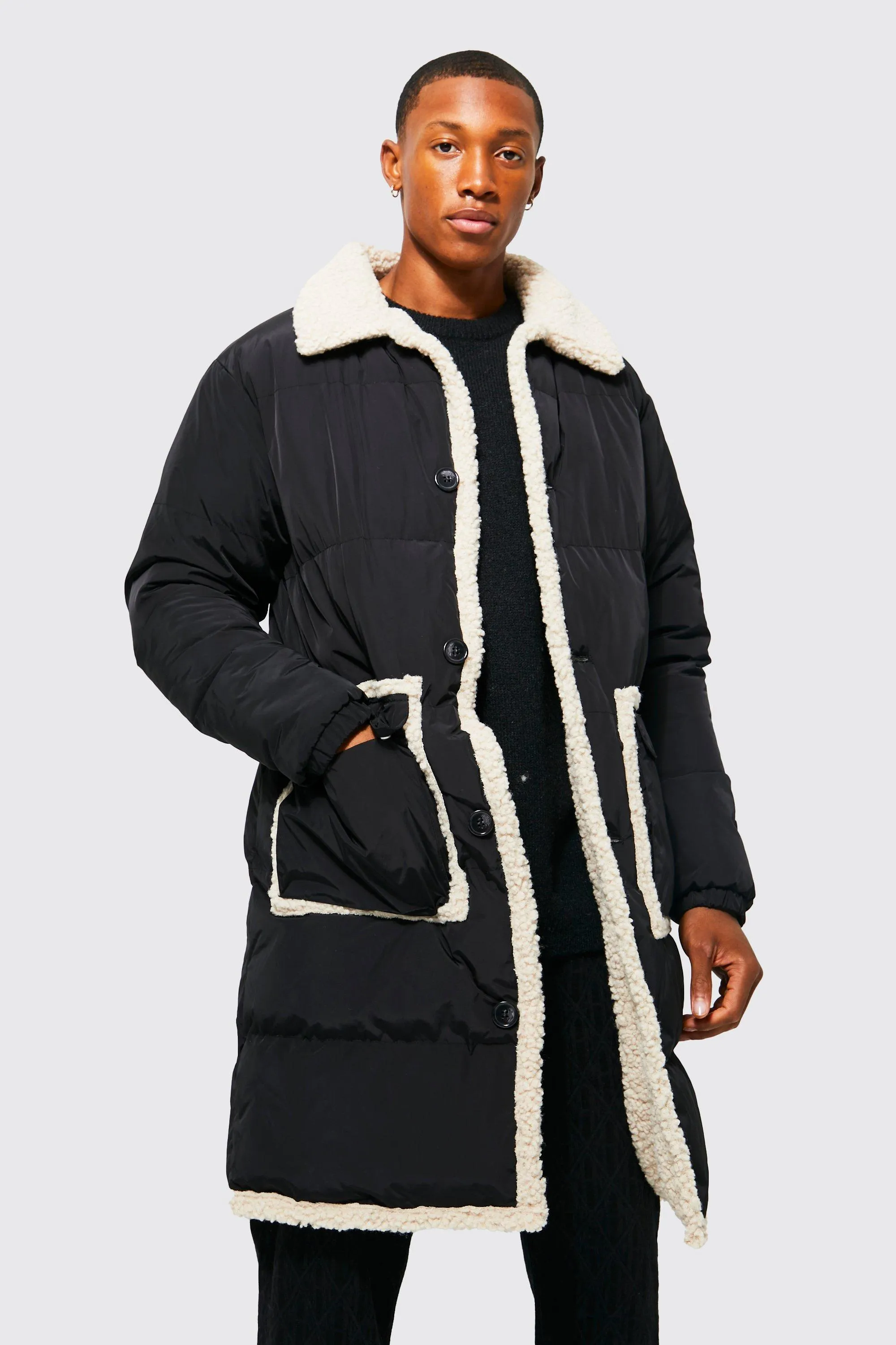 Borg Trim Puffer Overcoat