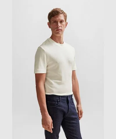 Boss Textured-knit T-shirt in cotton and silk