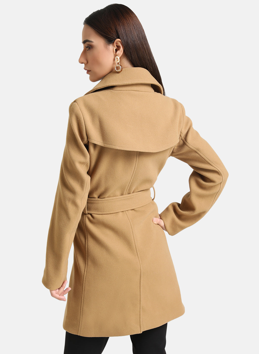 Button Detailed Overcoat With  Belt