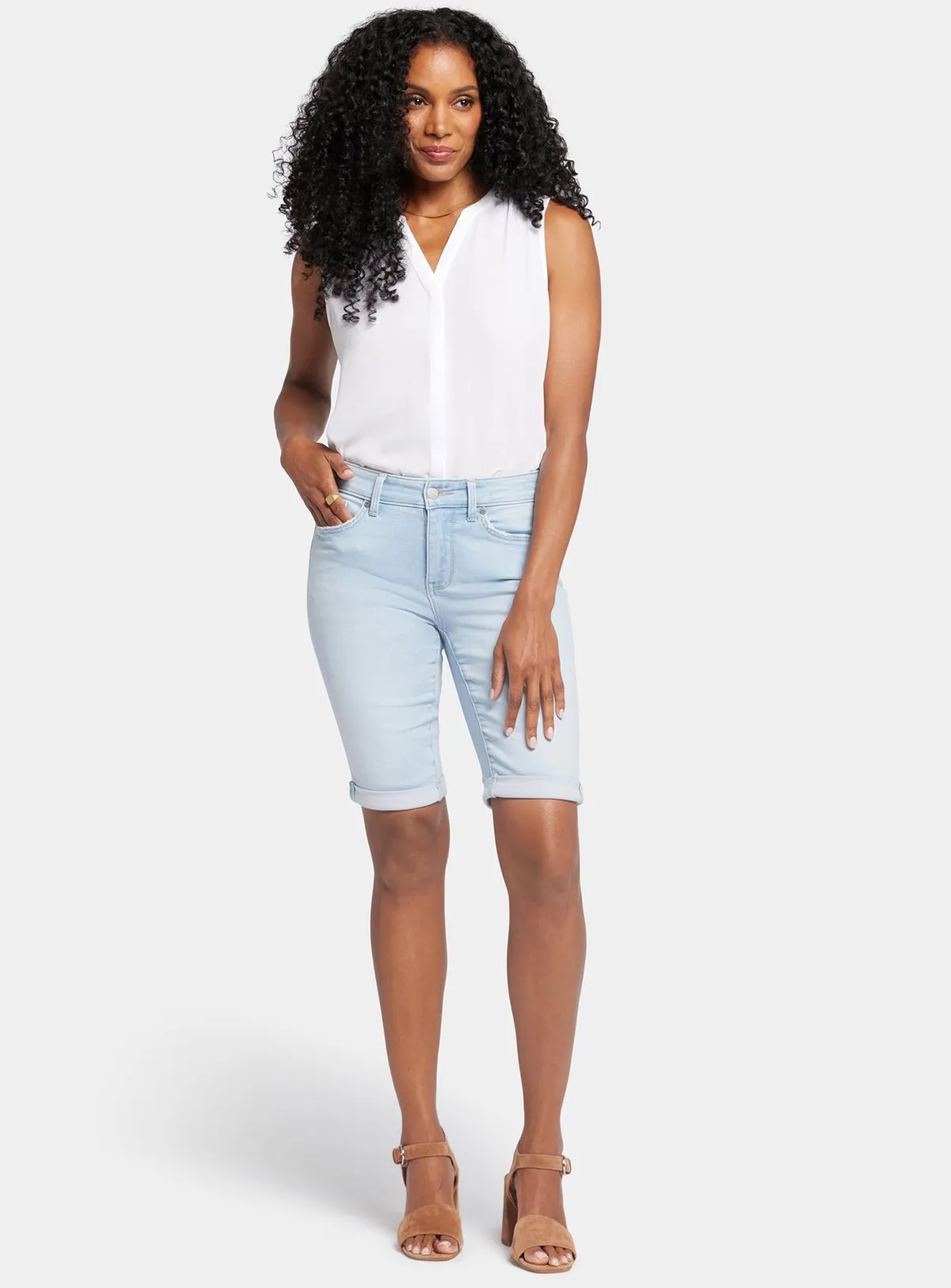 Buy NYDJ Briella Denim Shorts With Roll Cuffs Blue 16 | Shorts | Tu