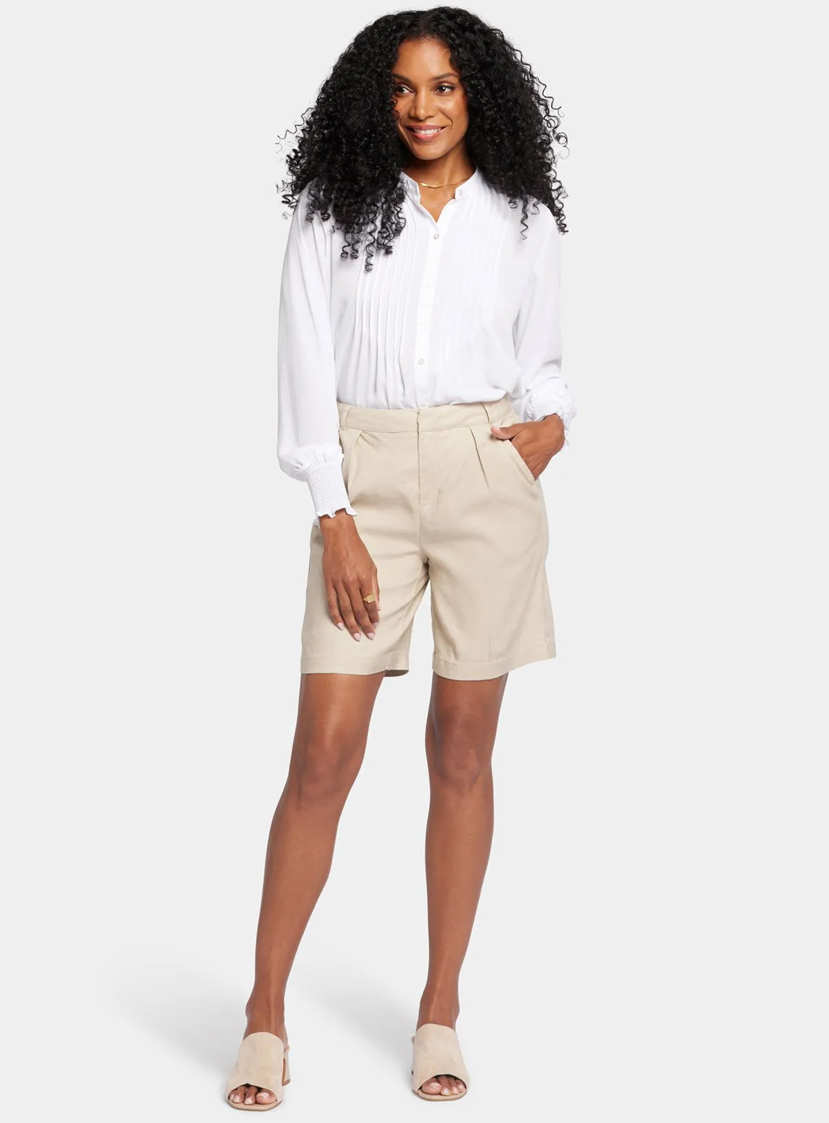 Buy NYDJ Relaxed Shorts In Stretch Linen Beige 16 | Shorts | Tu