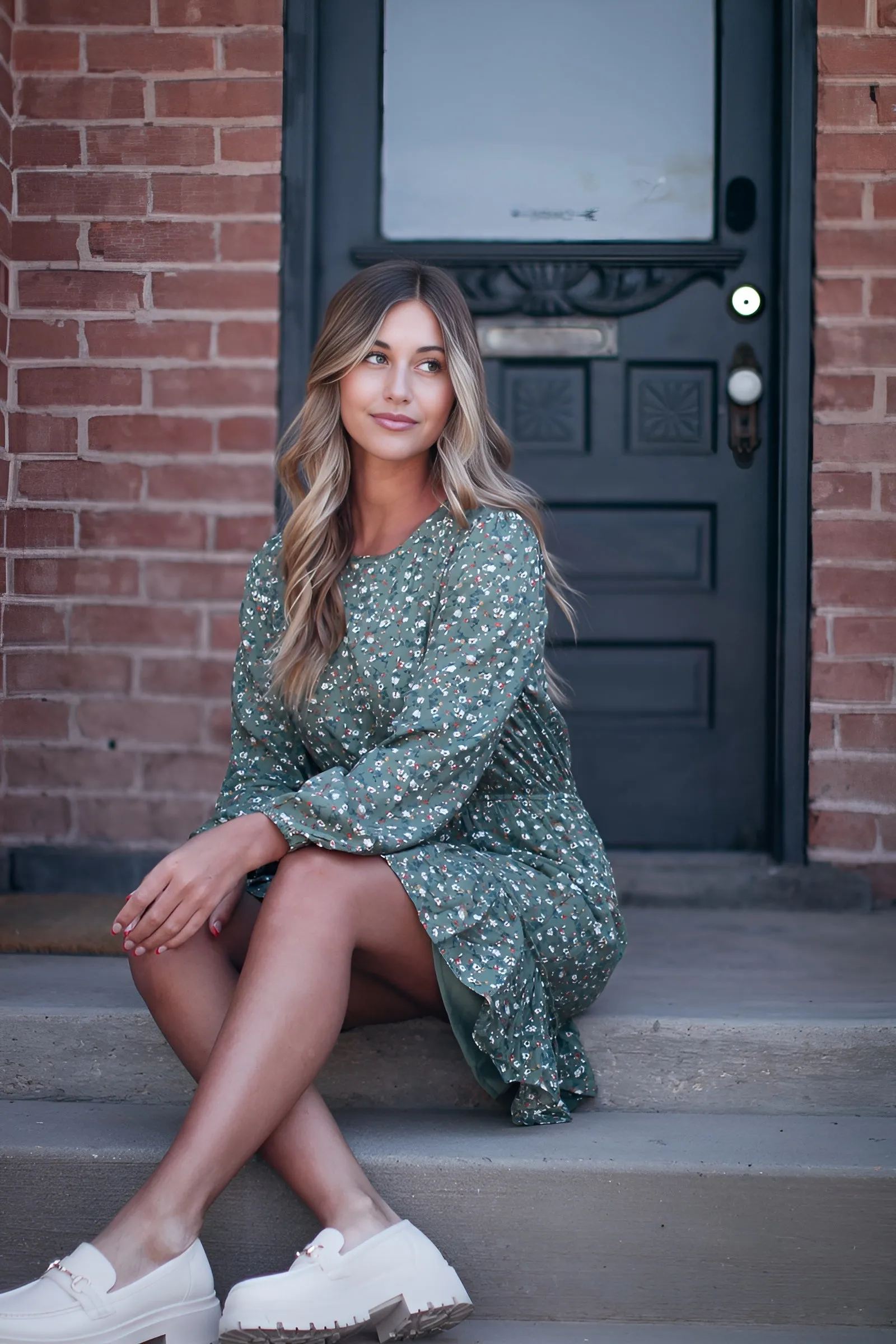 Cammy Dress in Floral Olive