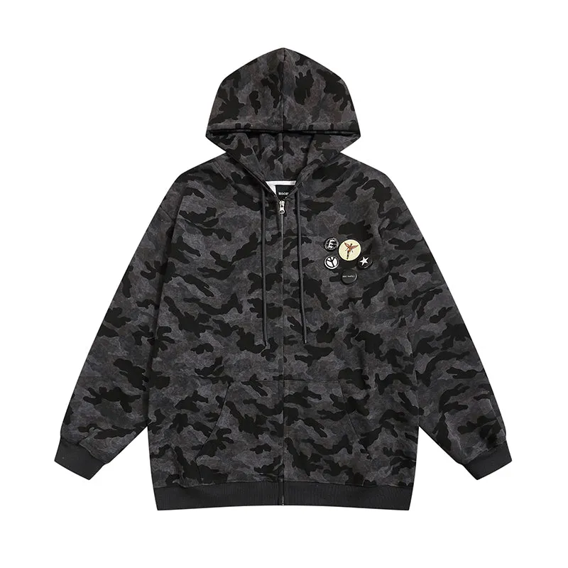 Camo Chic | Graphic Zipper Hoodie