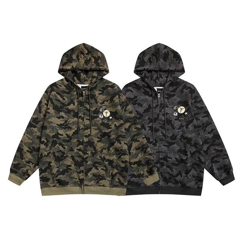 Camo Chic | Graphic Zipper Hoodie