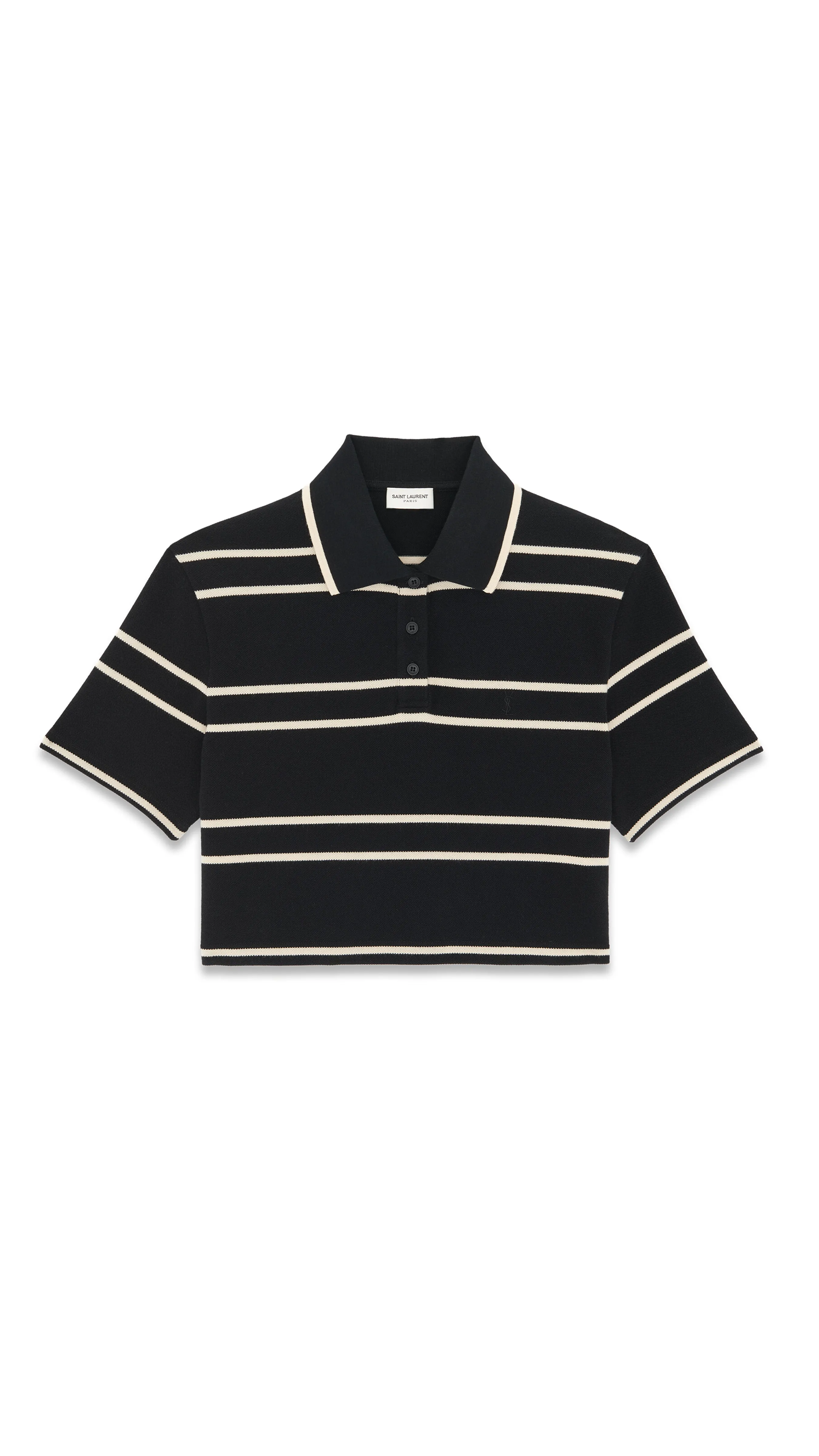 Cassandre Cropped Polo Shirt - Noir Craie