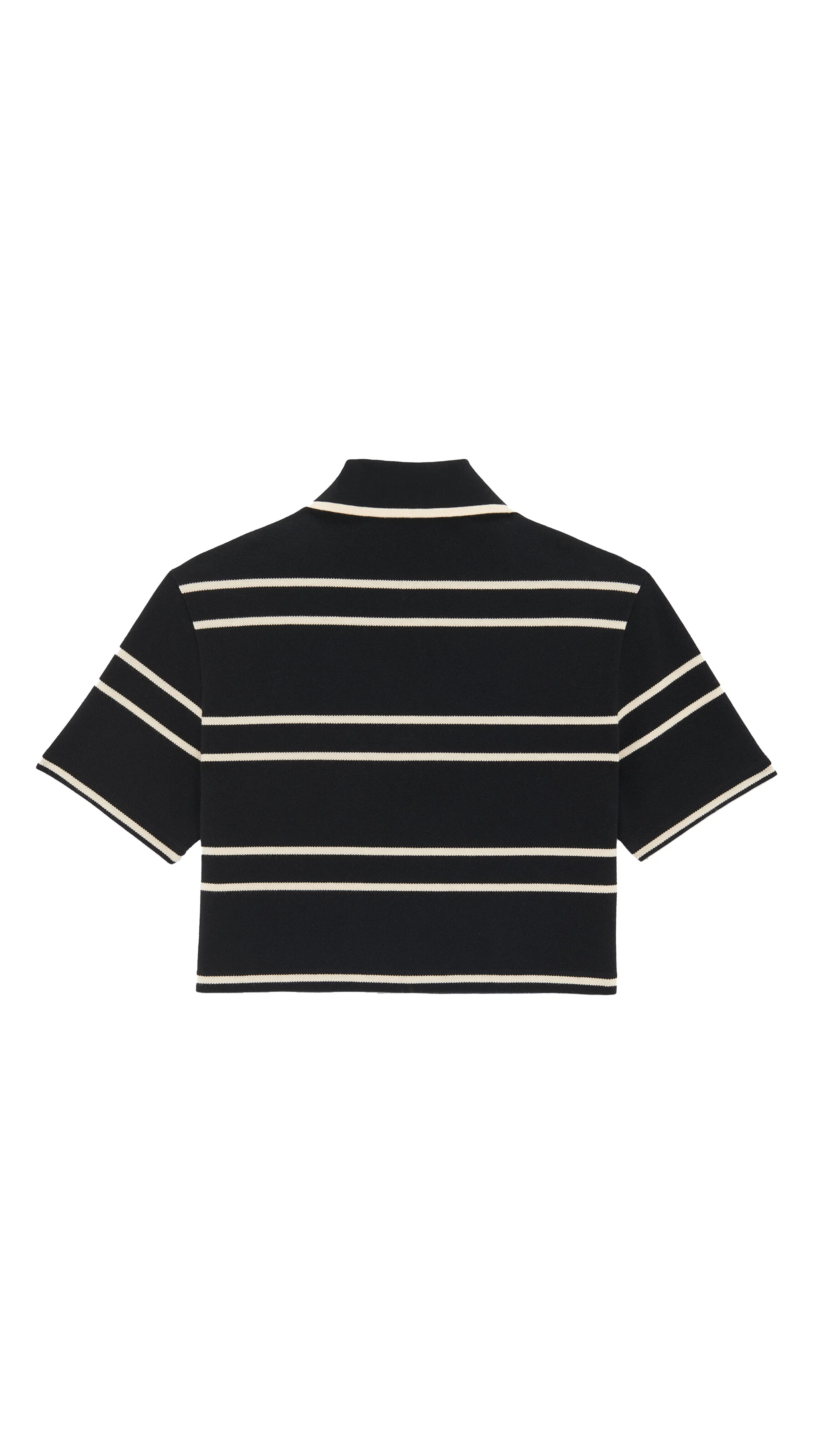 Cassandre Cropped Polo Shirt - Noir Craie