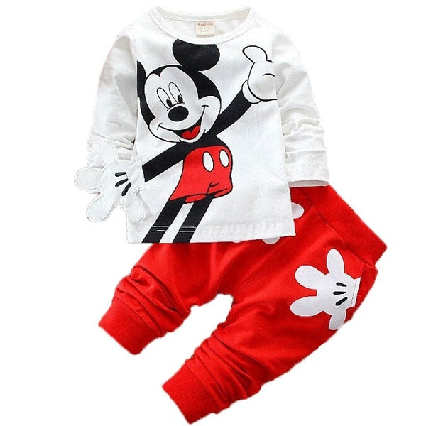 Children's Set Sports For Baby Boys 2018 Mickey Minnie Print Sweater Pants Baby girl 3 4 5 yrs Kid Clothing T-shirt suit Clothes