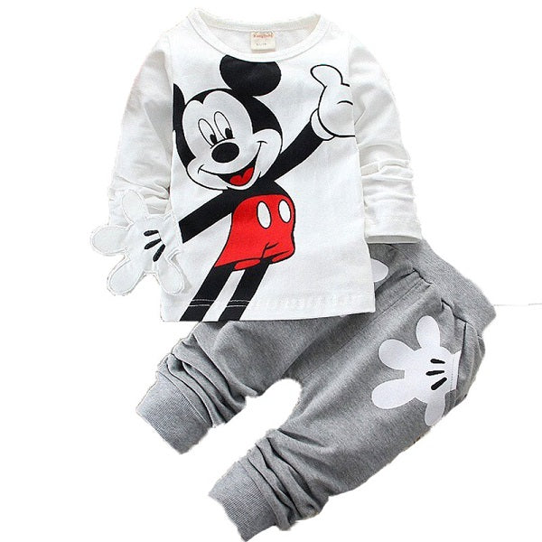 Children's Set Sports For Baby Boys 2018 Mickey Minnie Print Sweater Pants Baby girl 3 4 5 yrs Kid Clothing T-shirt suit Clothes