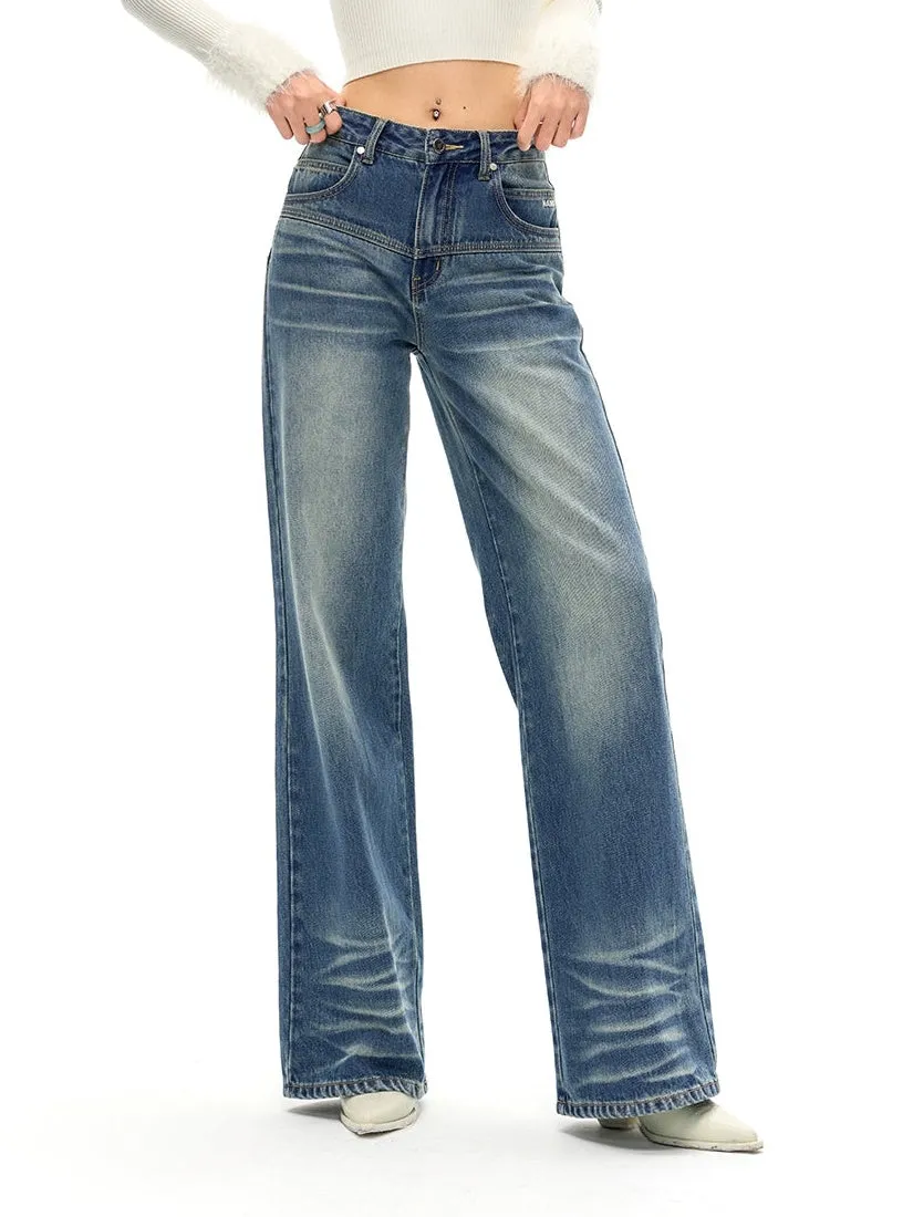 Classic Fit Straight Whiskers Jeans