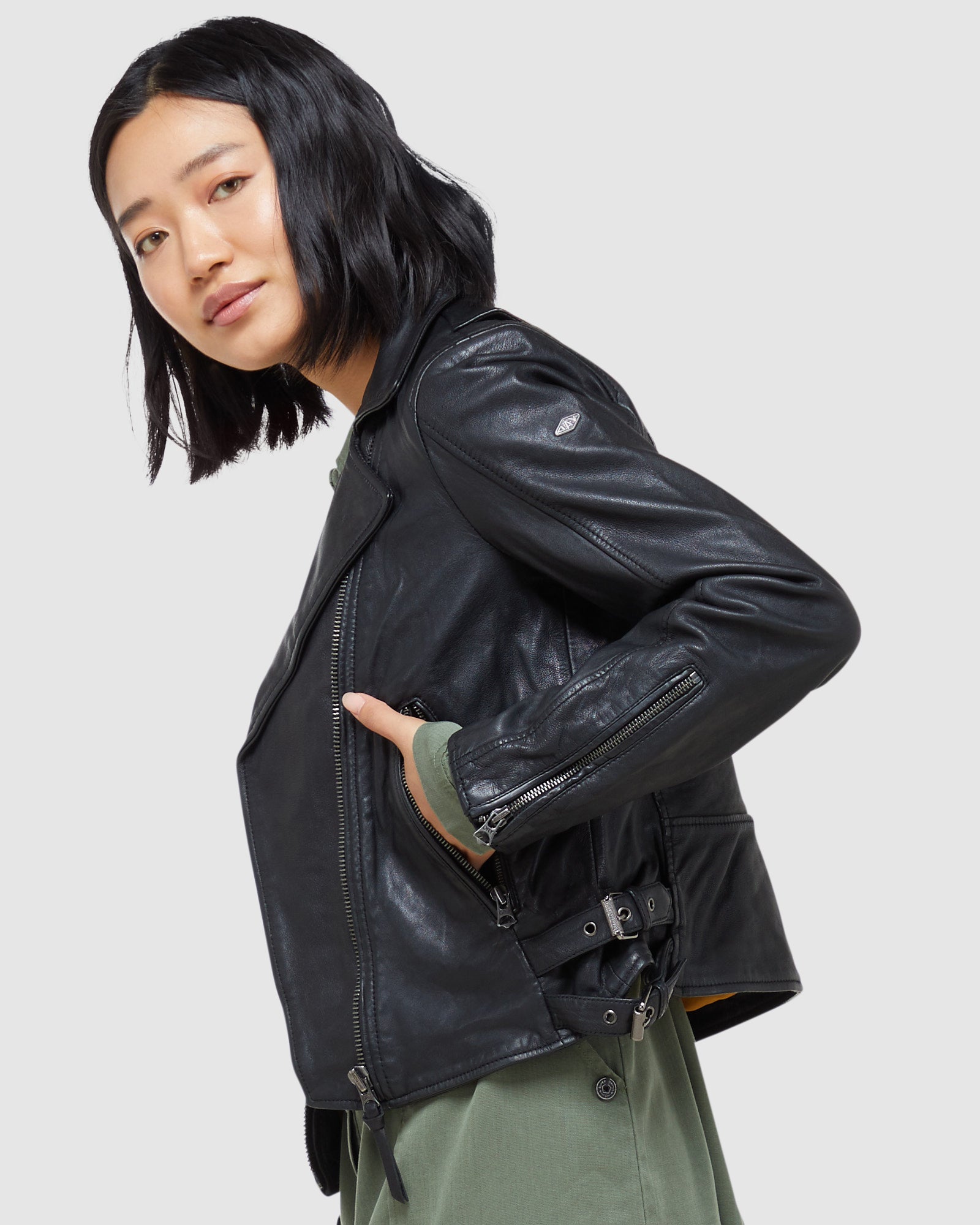 Classic Leather Biker Jacket | Black