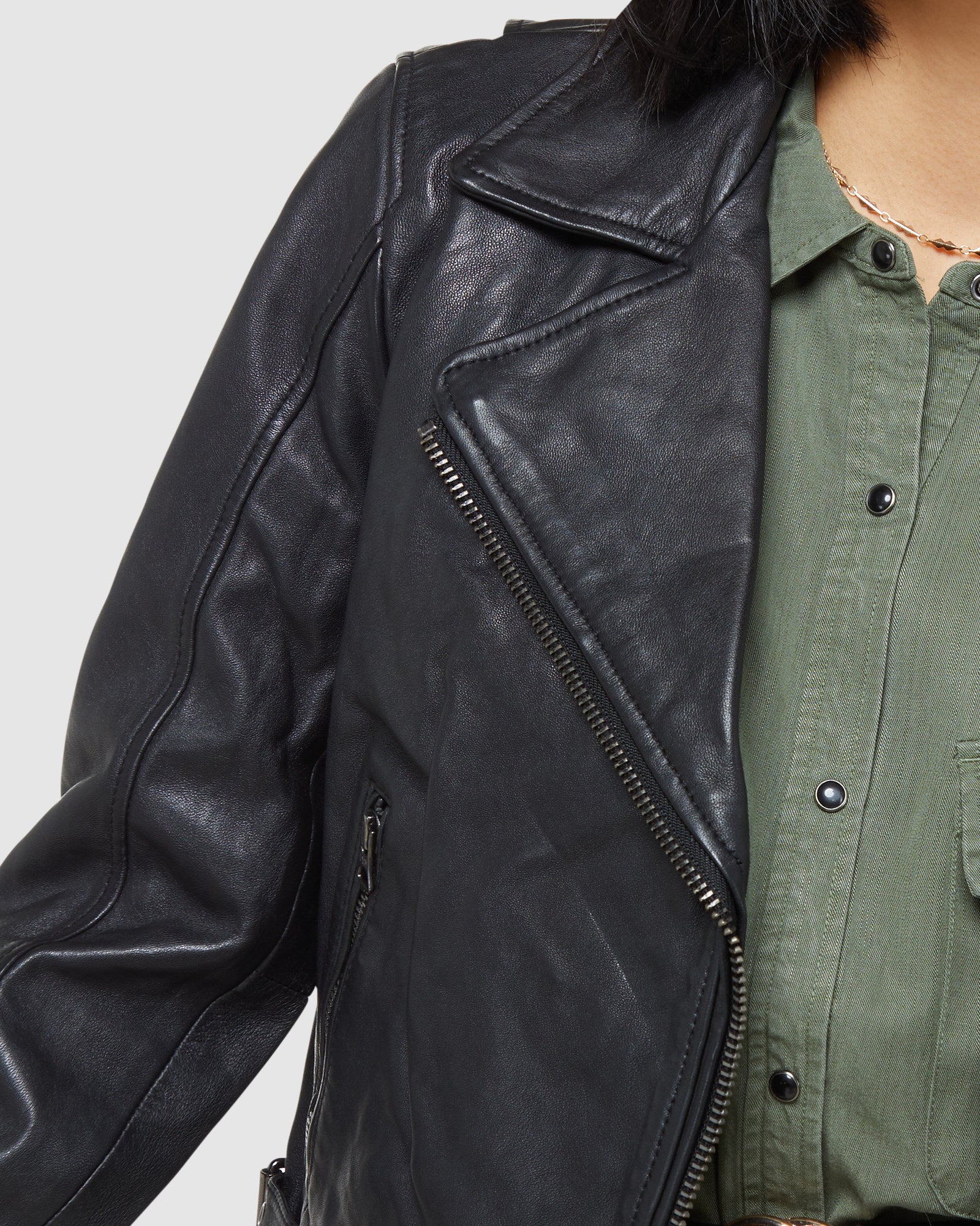 Classic Leather Biker Jacket | Black