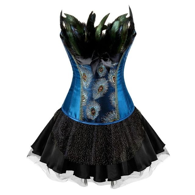 Corset Dress Drag Peacock (Blue & Black)