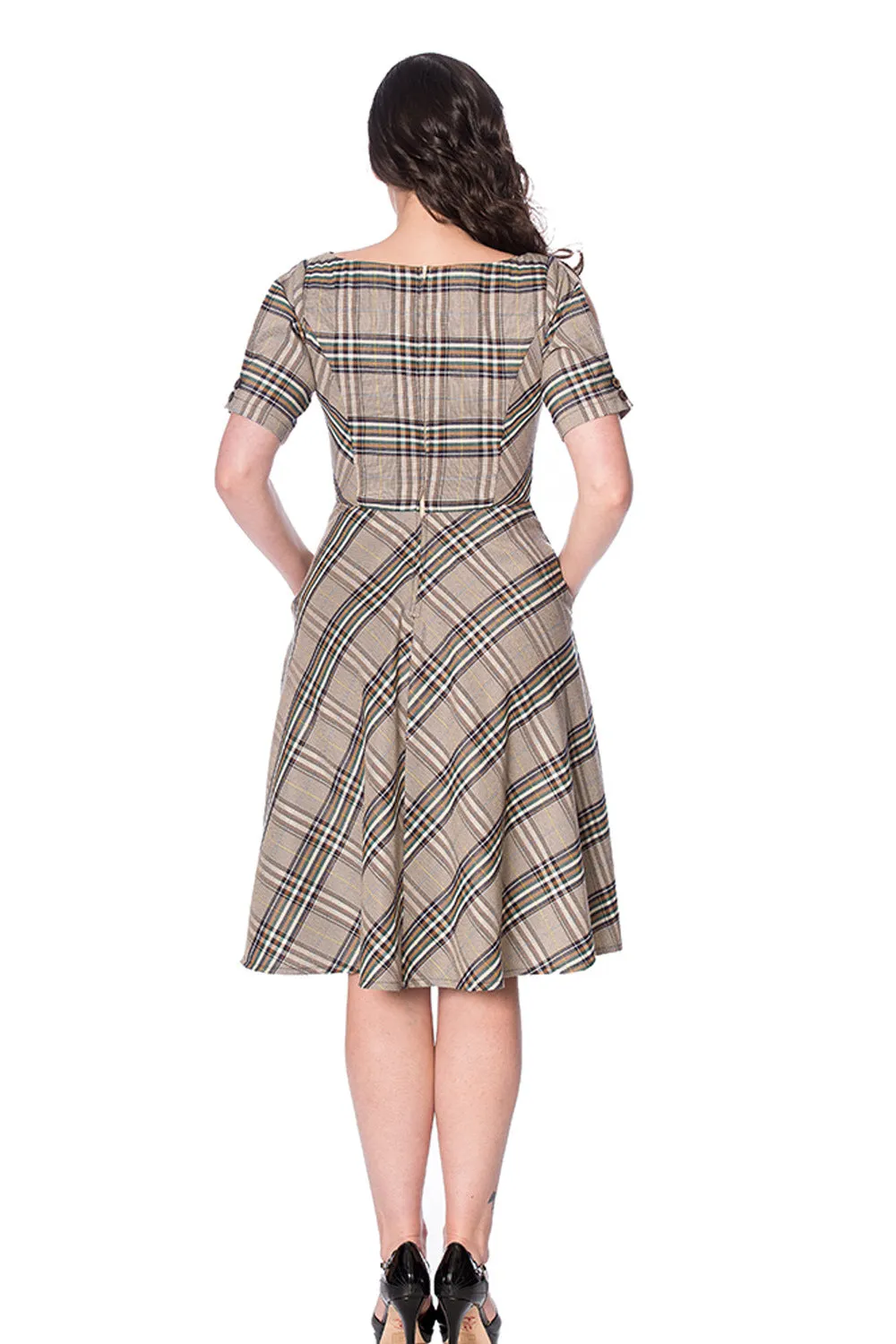 CUTIE CHECK FIT AND FLARE DRESS