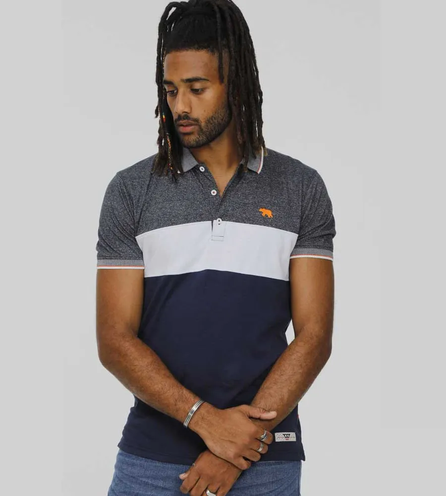 D555 Mens Cut And Sew Polo Shirt With Jacquard Collar (EMERSON)