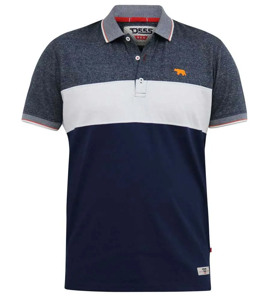 D555 Mens Cut And Sew Polo Shirt With Jacquard Collar (EMERSON)