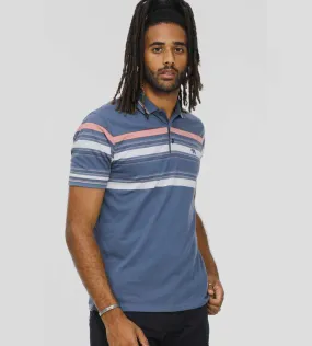 D555 Mens Jersey Polo Shirt With Half Stripe (EASTON)