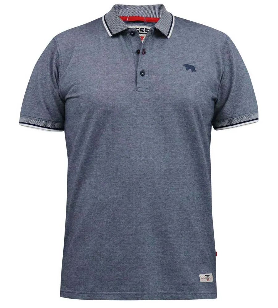 D555 Mens Navy Polo Shirt With Jacquard Collar and Tipping (GIBRALTAR)