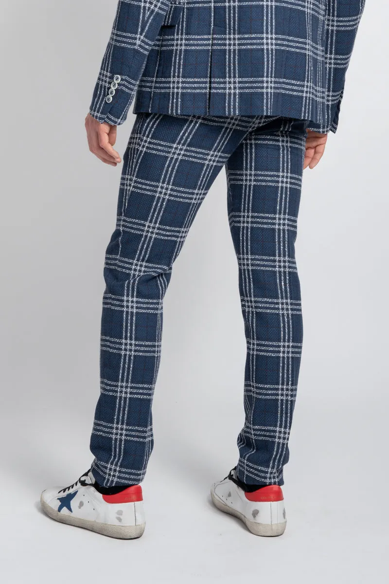 Daniele Alessandrini pantalone spuma 100 in tartan bluP3513S22914000 23  