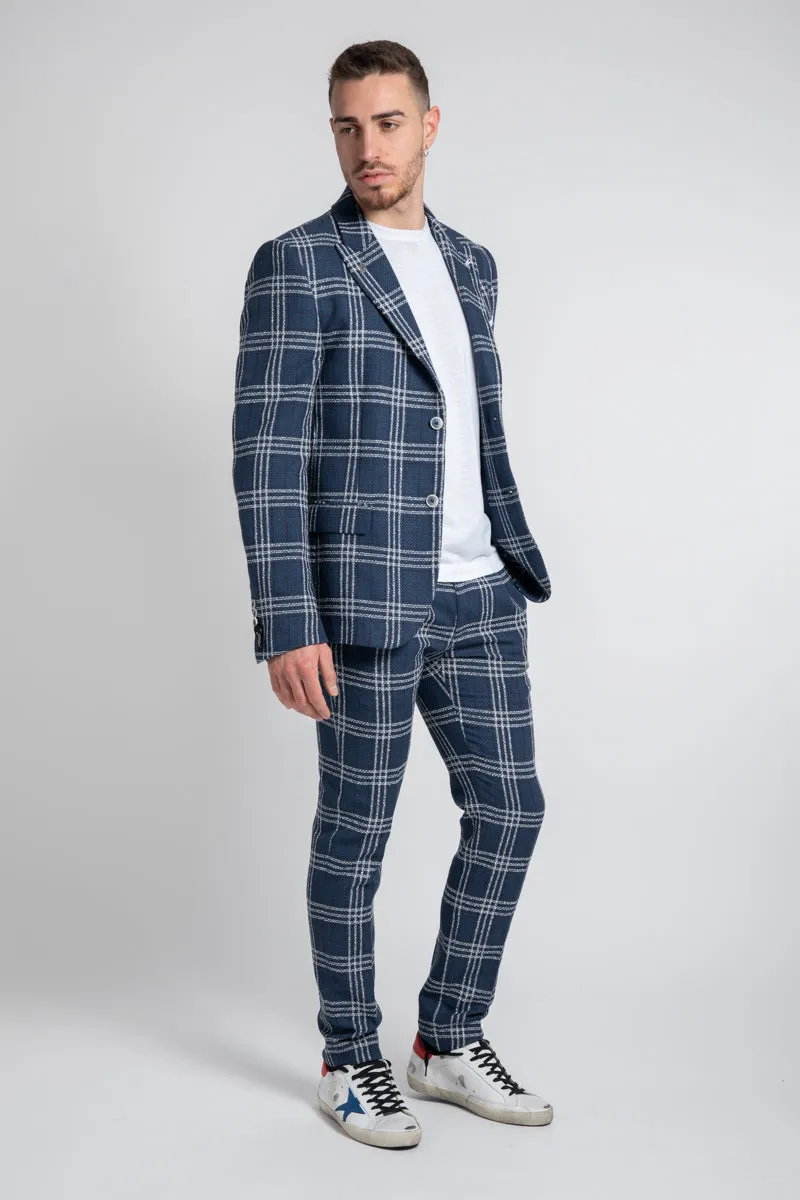 Daniele Alessandrini pantalone spuma 100 in tartan bluP3513S22914000 23  