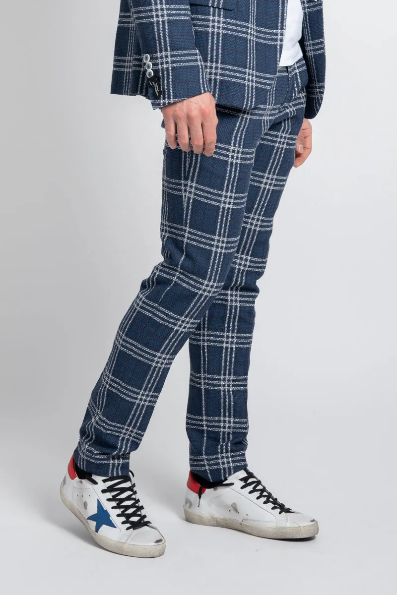 Daniele Alessandrini pantalone spuma 100 in tartan bluP3513S22914000 23  