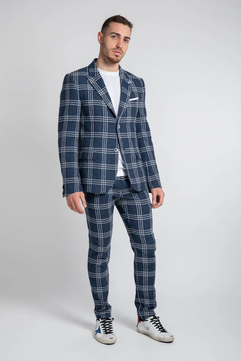 Daniele Alessandrini pantalone spuma 100 in tartan bluP3513S22914000 23  