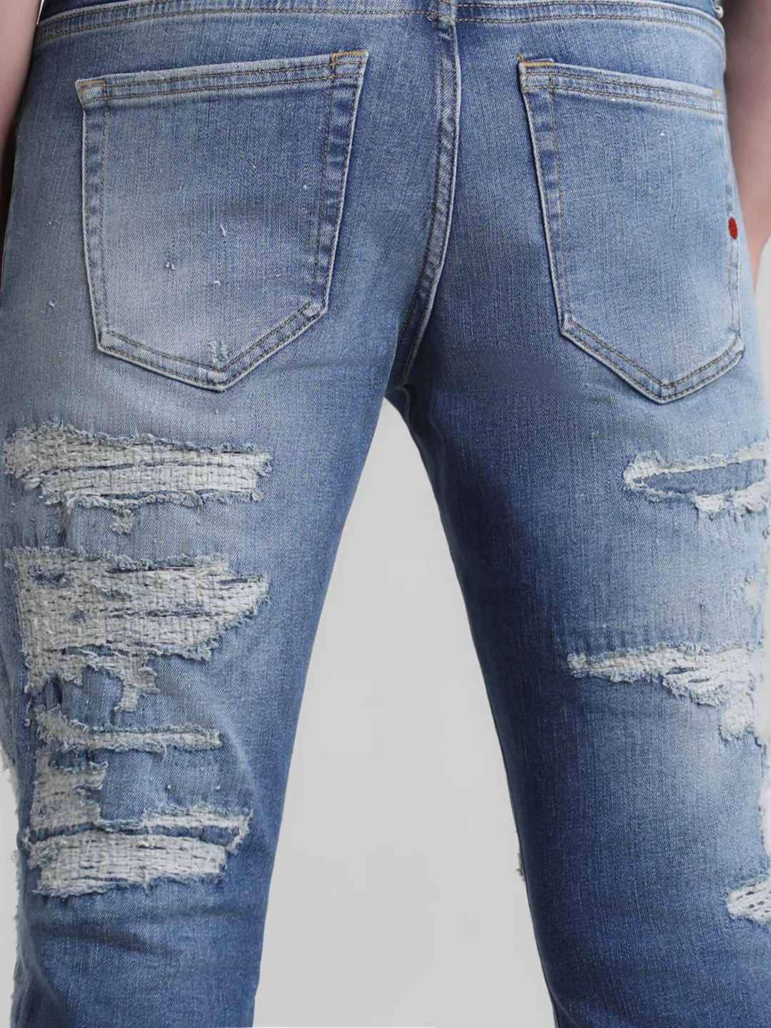 Dark Blue Distressed Glenn Slim Fit Jeans