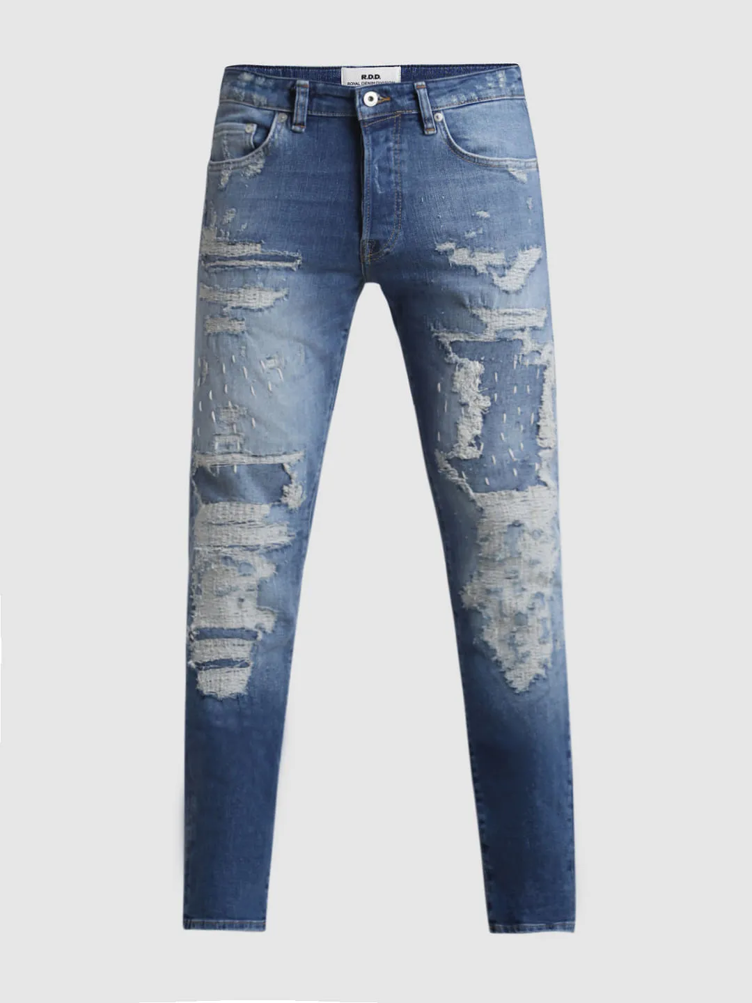 Dark Blue Distressed Glenn Slim Fit Jeans