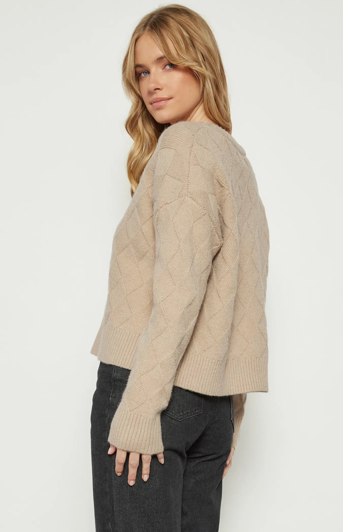 Diamond Textured Knit Jumper (WKN668)