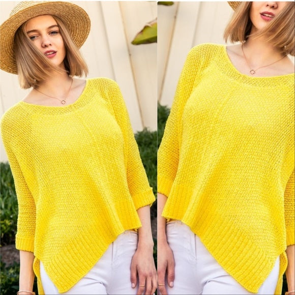 ELLY Yellow Knit Tunic Top