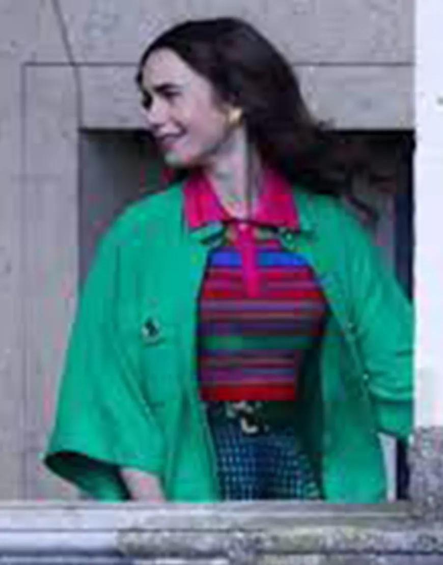 Emily In Paris S02 Lily Collins Green Coat | Emily Cooper S02 Green Coat