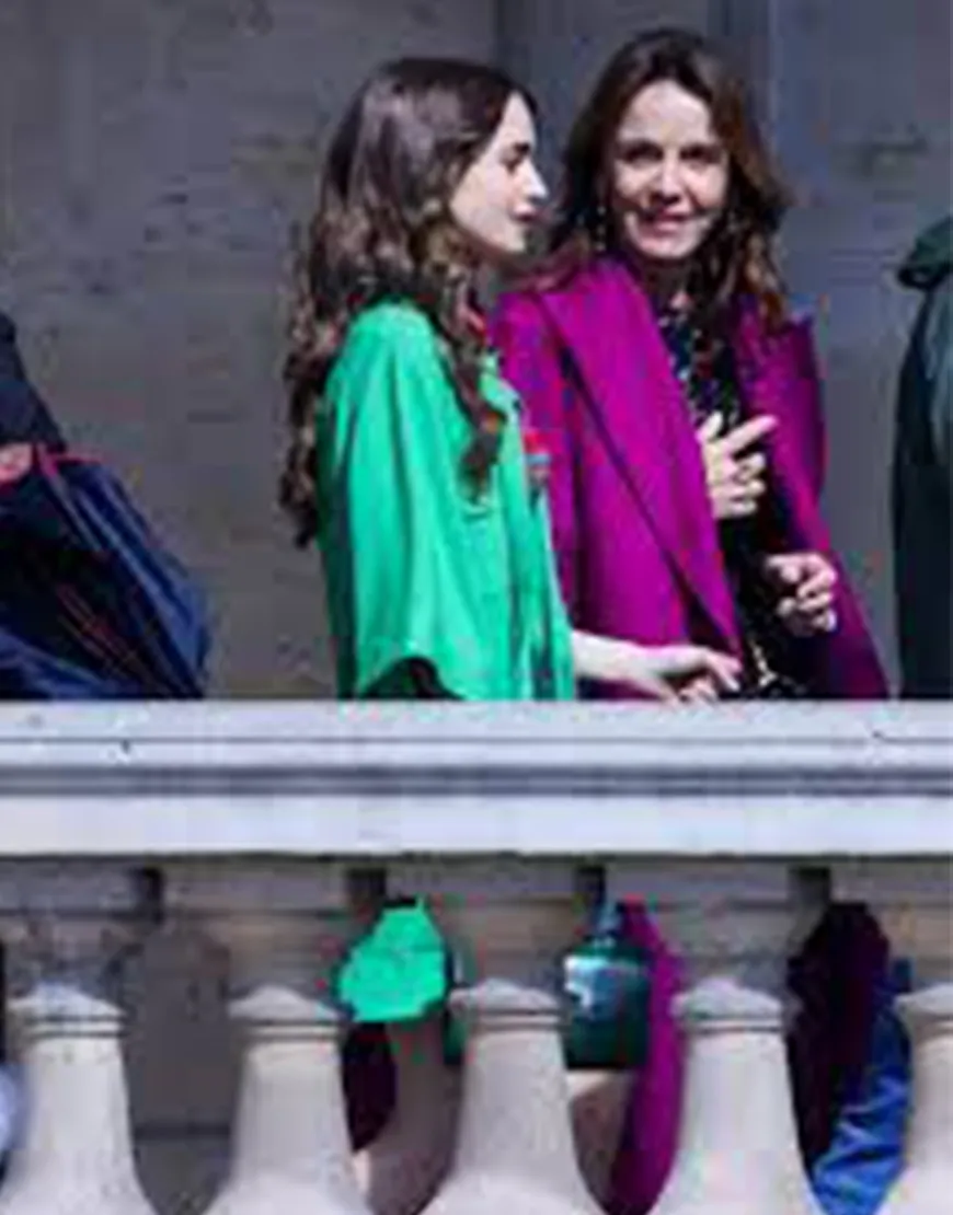 Emily In Paris S02 Lily Collins Green Coat | Emily Cooper S02 Green Coat