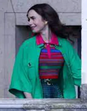 Emily In Paris S02 Lily Collins Green Coat | Emily Cooper S02 Green Coat